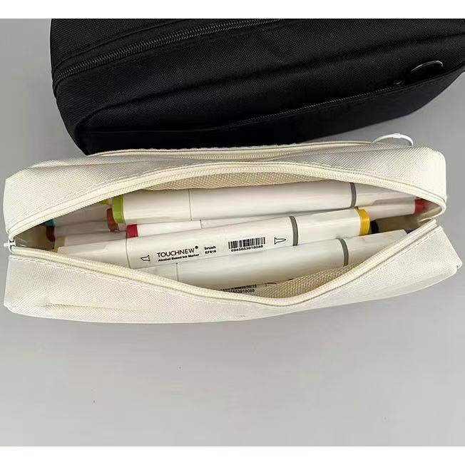 Double-Layer Large-Capacity Oxford Cloth Pencil Case Blank Pencil Case Primary School Student Pencil Case DIY Stationery Bag