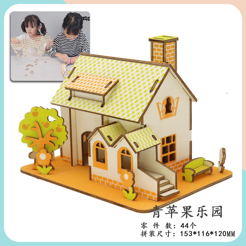 diy hut assembled small house model children's puzzle handmade three-dimensional jigsaw puzzle stall children's toys
