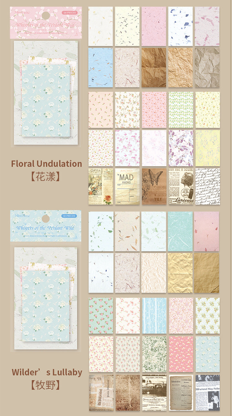 Picking up Korean Material Paper Qingye Whispering Series ins Small Fresh Broken Flowers diy Hand Account Collage Background Material