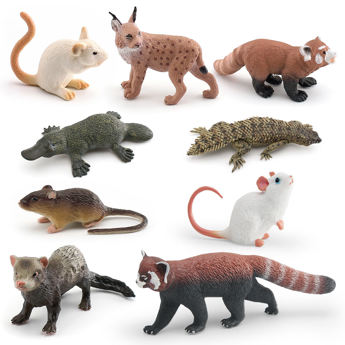 Cross-border simulation short tail bobcat panda mouse platypus ferret Thorn tail rock lizard wild animal model ornaments