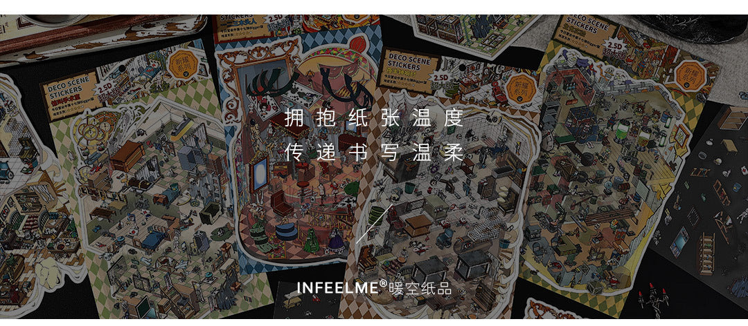 Infeel.Me Extra Large Scenery Stickers Today's Business Hours Open - Part Twelve DIY Journal Scene Stickers