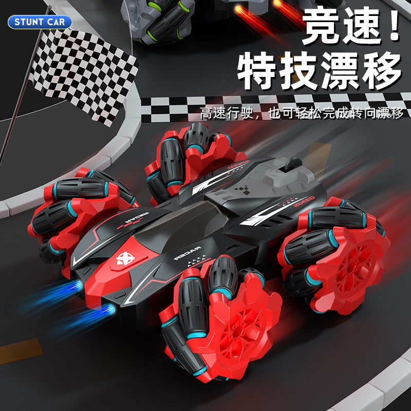 Cross-Border 2.4g Remote Control Car Gesture Sensor Stunt Car Music Light Rolling Double-Sided Car Boy Four-Wheel Drive Drift Car