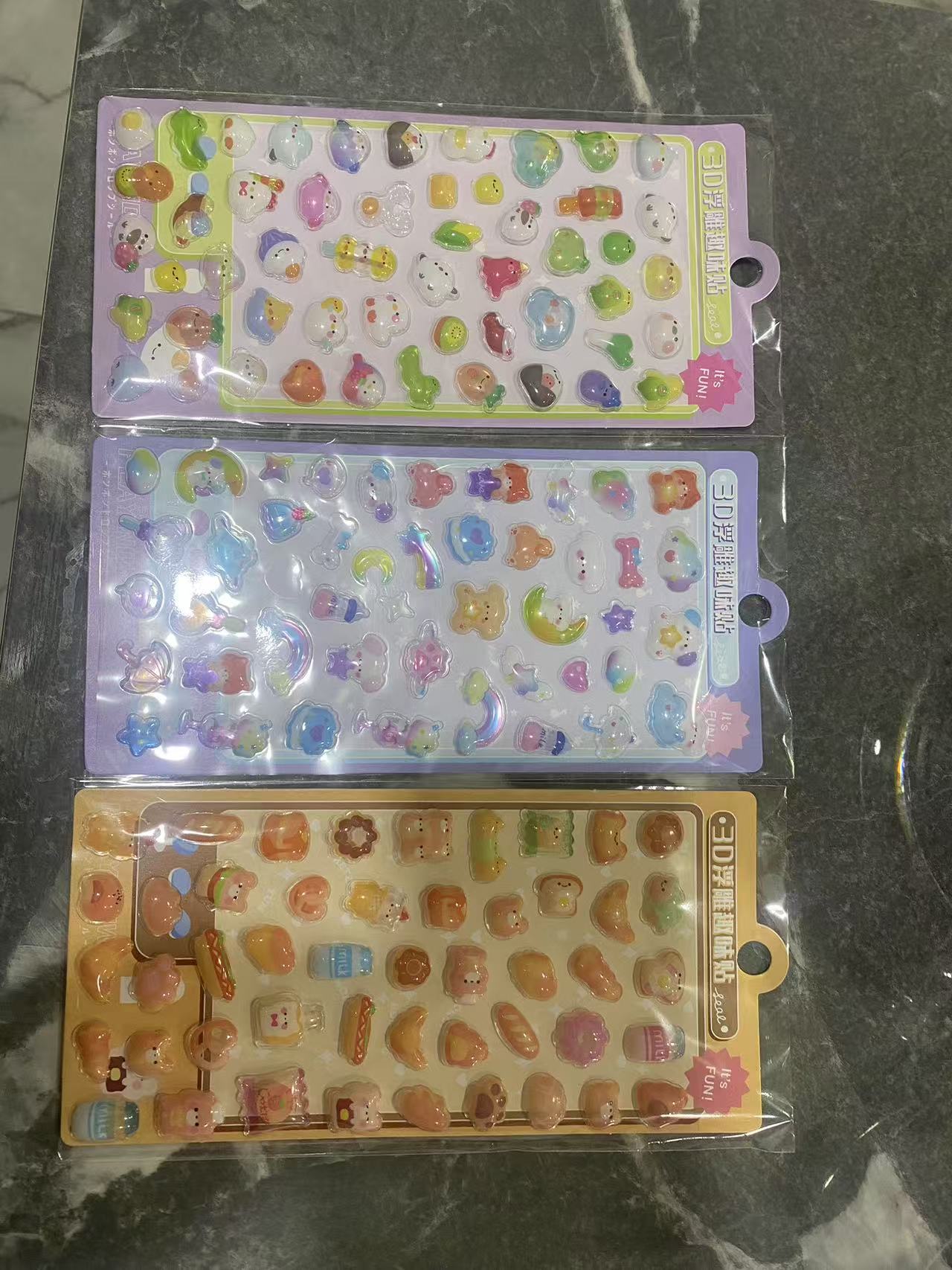 High-Quality Second-Generation Cartoon 3D Relief Hollow Stickers Cute Reward 3D Stickers Wholesale