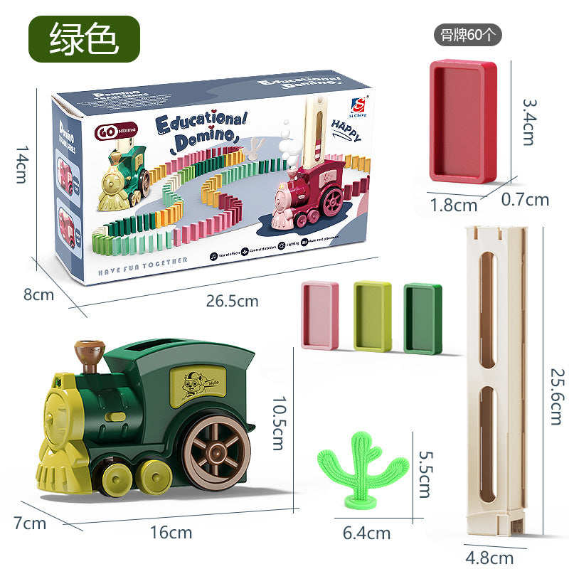 Cross-border dominoes trembles with educational children's automatic licensing electric sound and light train toys