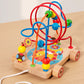 Children's Early Education Second-Line and Third-Line Bead Puzzle Beaded Hand-Eye Coordination Animal Maze Track Trailer Wooden Toy