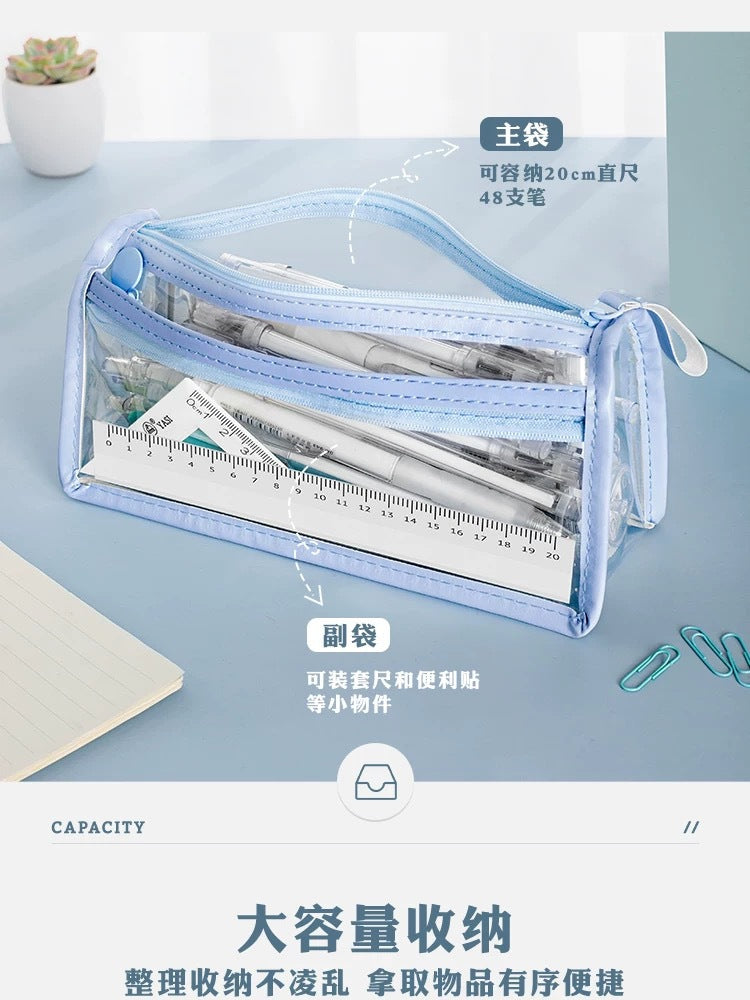 Transparent Pencil Case for Exams, Simple Pencil Bag for High School Students, Large Capacity Pvc Pencil Case in Stock
