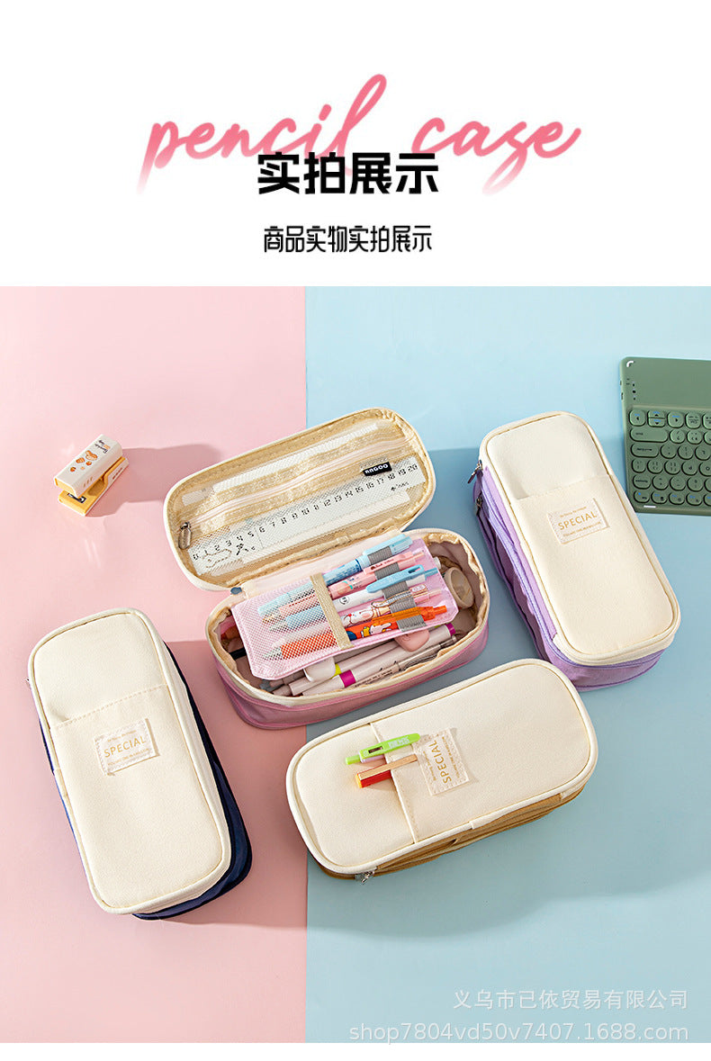 Large-Capacity Retractable Pencil Case Stationery Box in Japanese and Korean Style, Macaron Color, Upgraded Version for Primary and Secondary School Students, in Stock