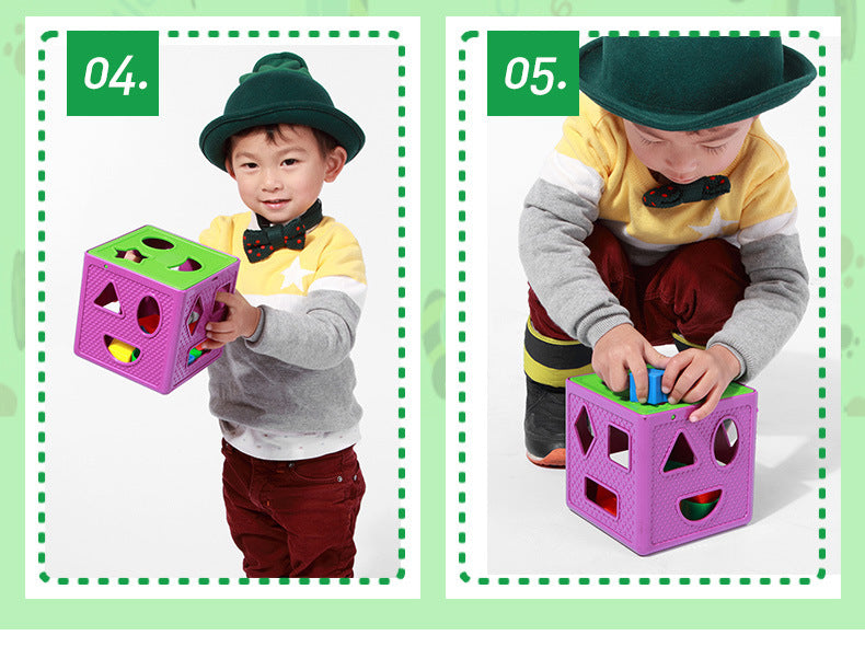 Children's educational geometric shape cognitive matching square plastic building blocks kindergarten baby intelligence box toys