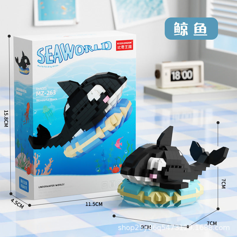 Children's Day Gift Compatible Lego Marine Animals Shark Clownfish Cartoon Doll Assembled Building Blocks Toy