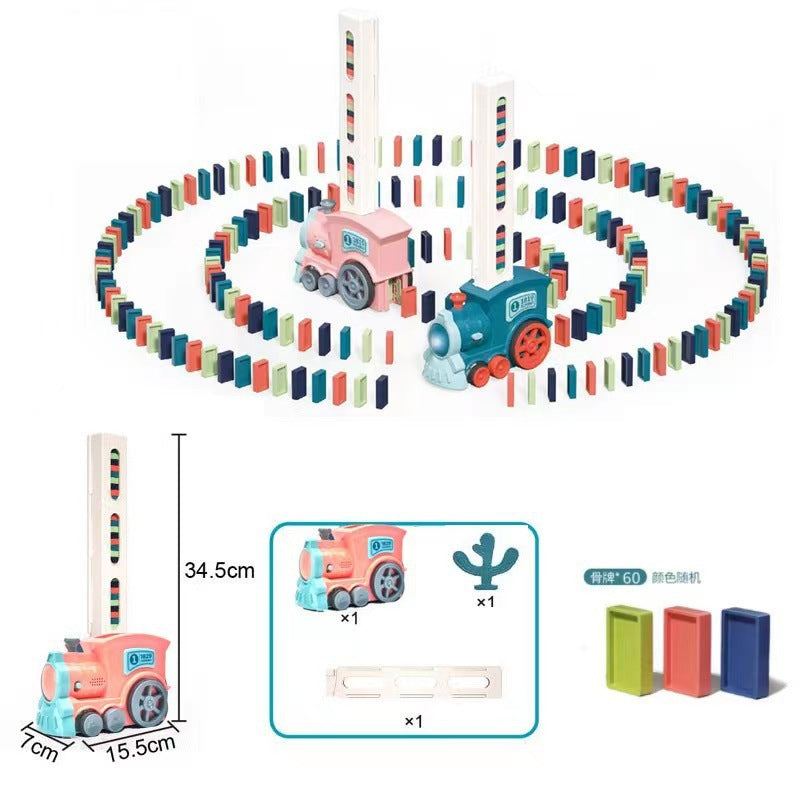 Cross-border dominoes trembles with educational children's automatic licensing electric sound and light train toys