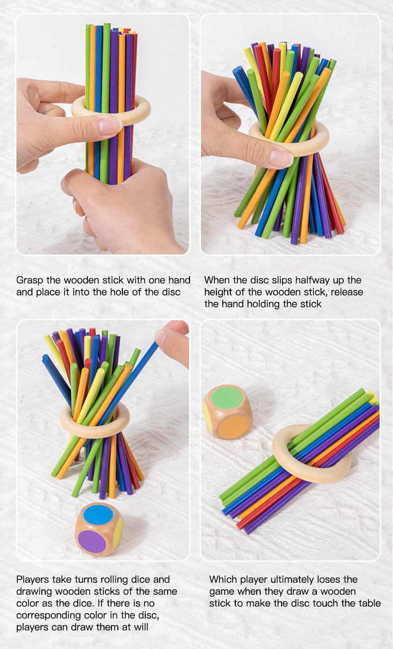 Wooden Kidsren's Stick Insertion Game Baby Draw Stick Color Cognitive Pitching Montessori Family Interactive Toy