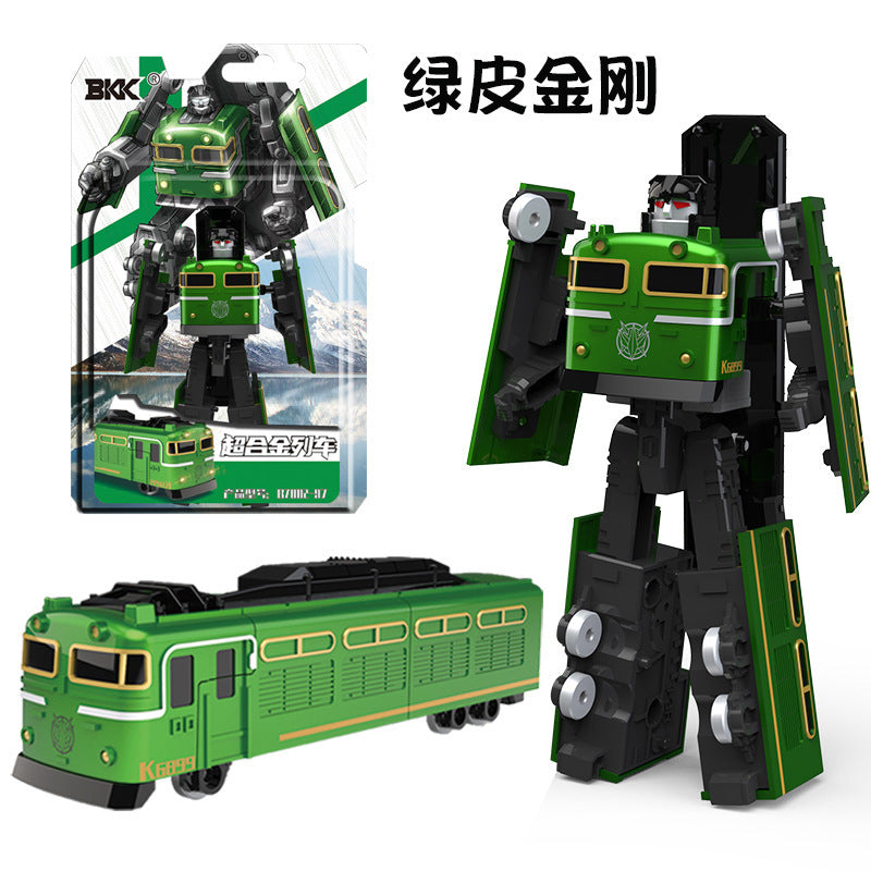 BKK alloy deformation robot train high-speed rail engineering bus dinosaur green leather train King Kong BKK children's toys