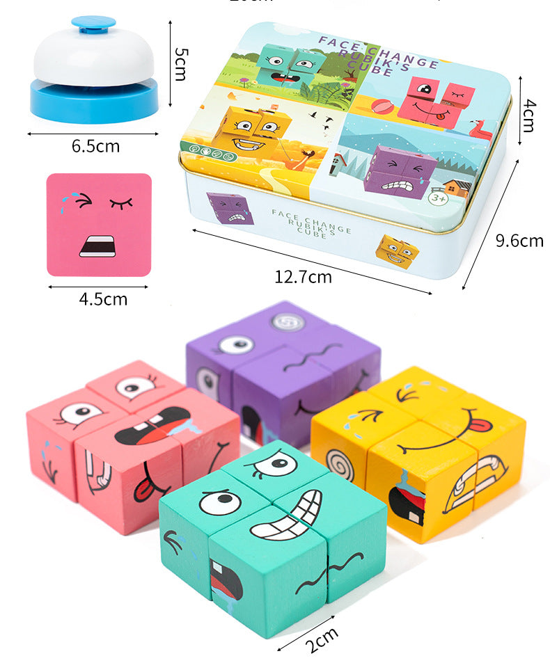 Tiktok-Style Face-Changing Magic Cube Smiley Face Fun Expression Building Block Puzzle Children's Toy Logical Thinking Educational