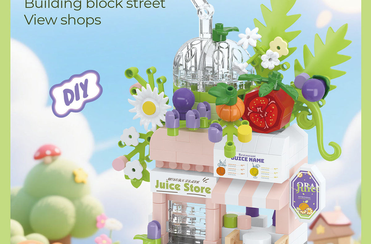 Compatible with Lego City Architecture Street View Hamburg Coffee Flower Shop Small Shop Building Blocks Children's Educational Toys Gifts