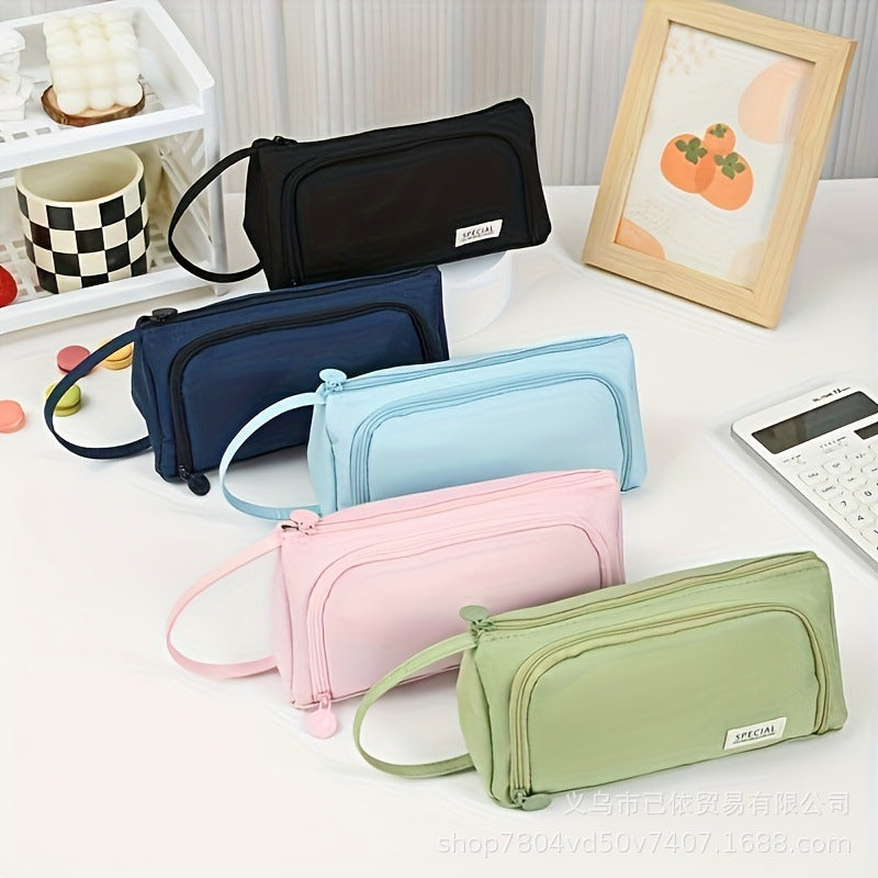 Triangular Large-Capacity Pencil Case and Stationery Box, Thickened Partitioned Storage Student Stationery Bag for Primary, Middle, and High School Students Wholesale