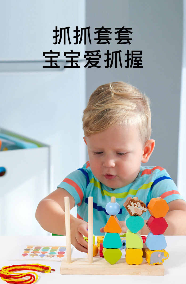 Wooden Children's Educational Toys Five Sets of Column Color Classification Enlightenment Children's Shape Matching Perception Building Block Toys