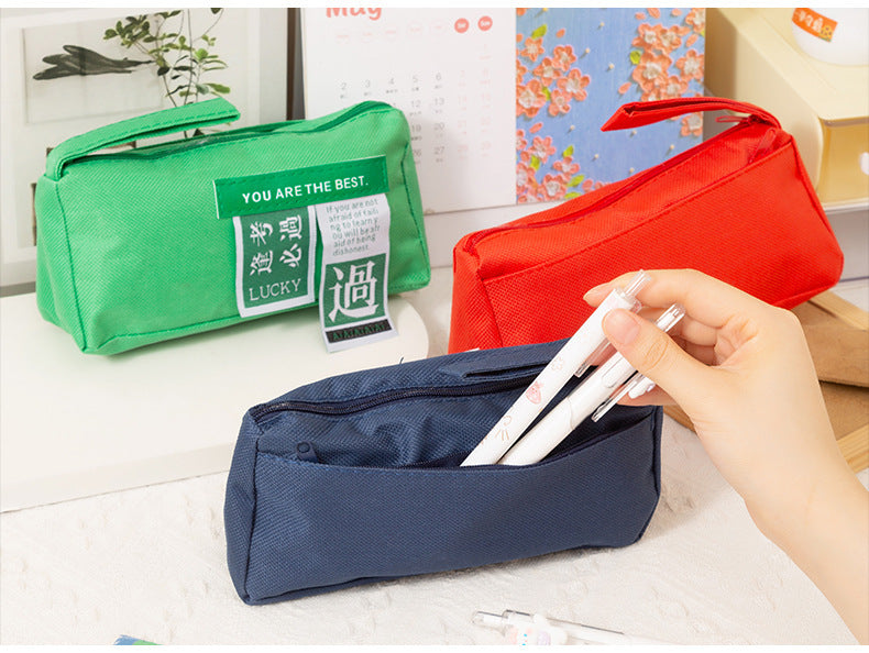The Future Is Promising, Large-Capacity Oxford Cloth Pencil Bag, Student Inspirational Text, Double-Layer Storage Pencil Bag, Learning Stationery Bag