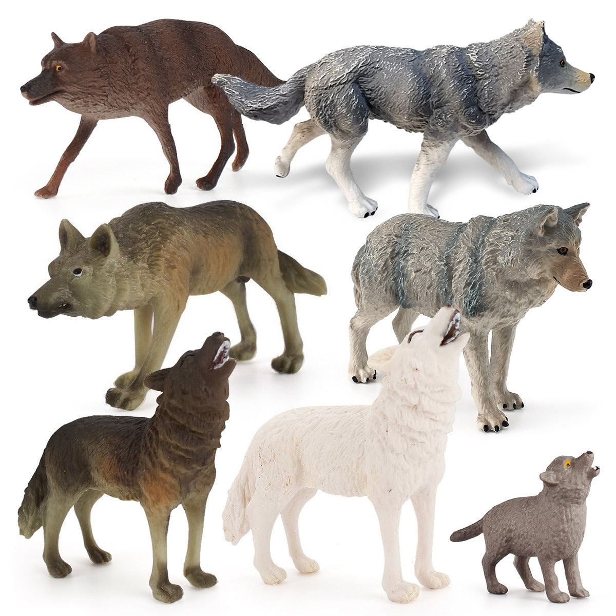 Children's Science and Education Toy Wild Animal Wolf Model Roaring Standing Wolf Little Wolf Cub Wild Wolf Group Static Desktop Craft