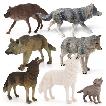 Children's Science and Education Toy Wild Animal Wolf Model Roaring Standing Wolf Little Wolf Cub Wild Wolf Group Static Desktop Craft