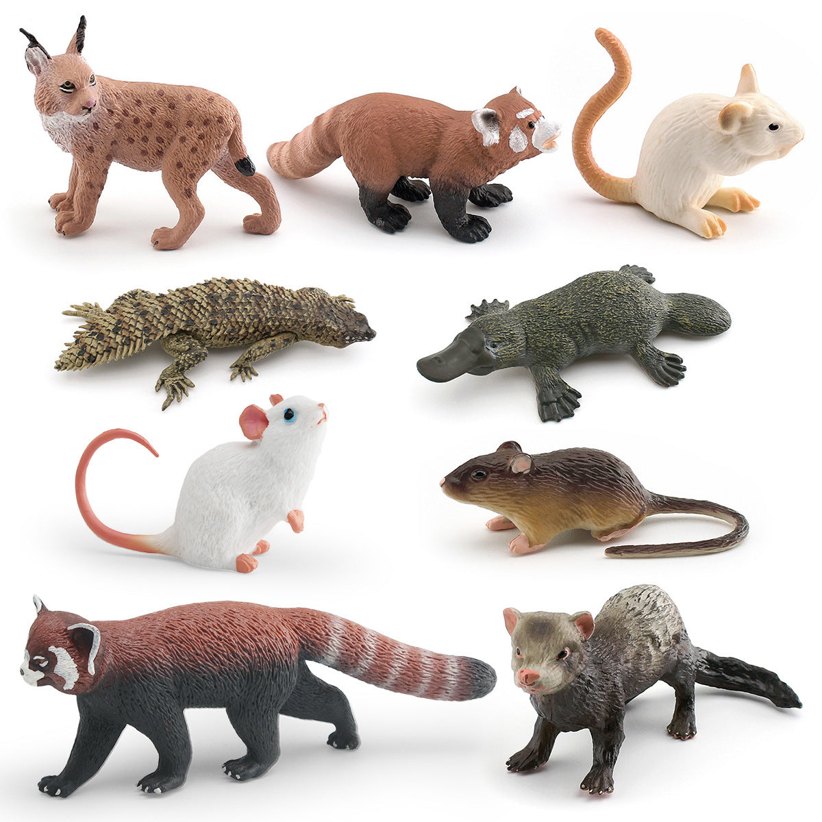 Cross-border simulation short tail bobcat panda mouse platypus ferret Thorn tail rock lizard wild animal model ornaments