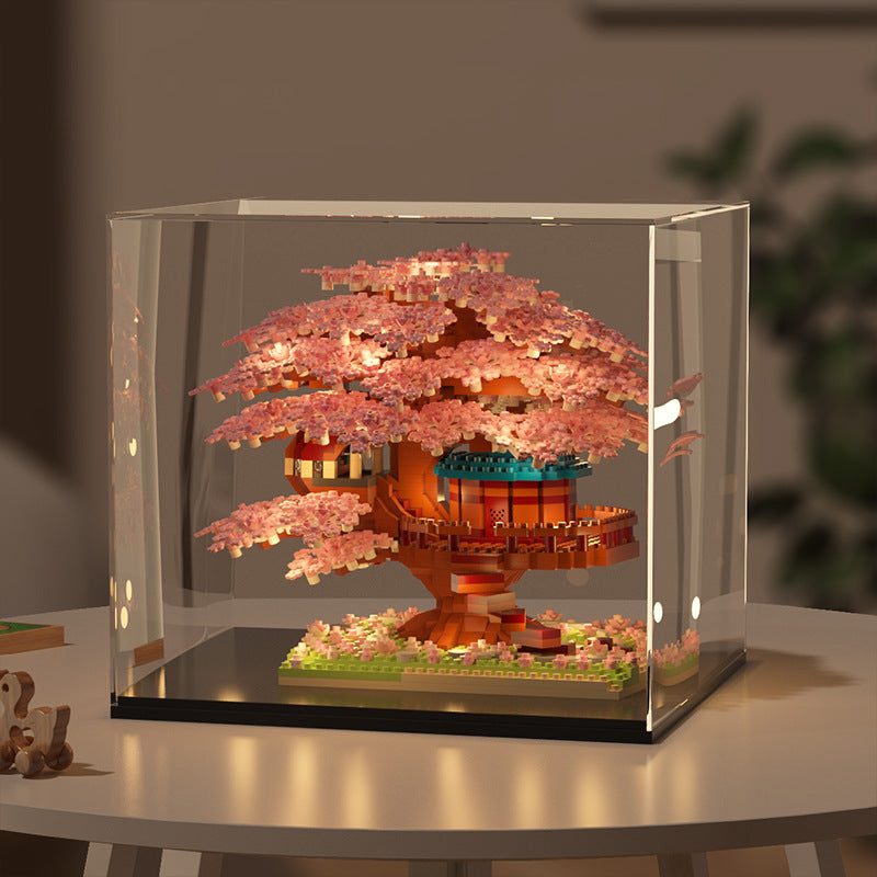Wow, custom cherry tree building blocks assembled children's toys boys and girls Valentine's Day gift Jihui M2109
