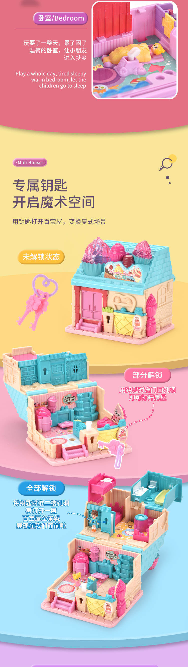 Cross-border Children's Variables Surprise Cabin Girl Simulation Princess Castle Villa Model Doll House Play House Toys