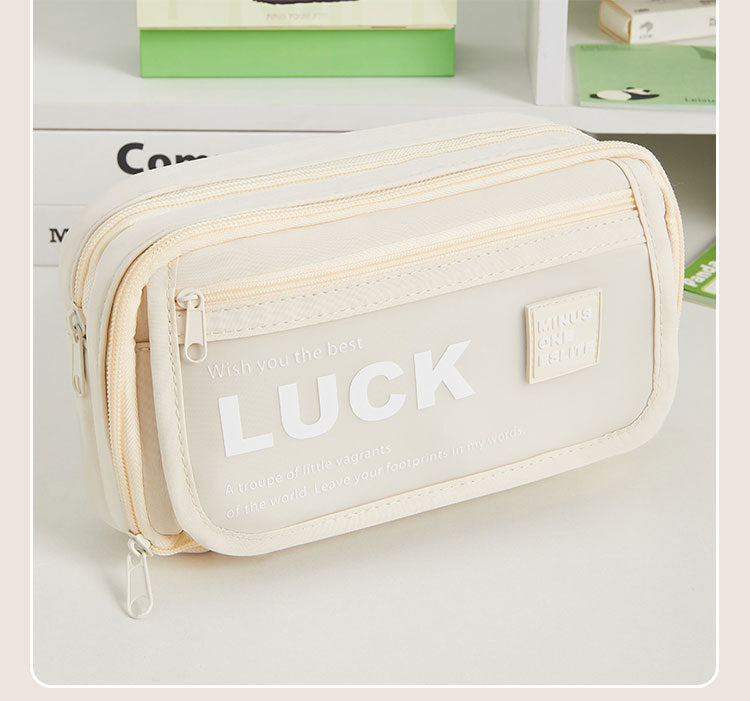 Flip-Top Pencil Case Ins Style High School Student New Style Pencil Case for Girls Male Large Capacity Stain-Resistant Simple Stationery Box