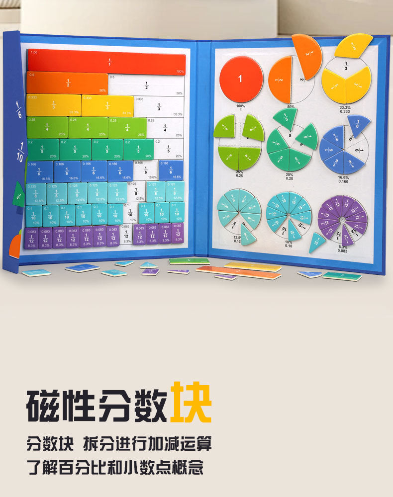 Magnetic Fraction Disk Demonstrator Numerator and Denominator Cognitive Addition and Subtraction Operation Third Grade Primary School Mathematics Teaching Aids Toys
