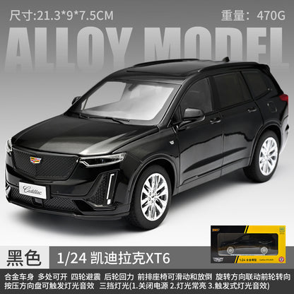 Cross-border foreign trade Black Mamba H2693 boxed 1/24 scale authentic Cadillac XT6 simulation sound and light pull-back alloy car
