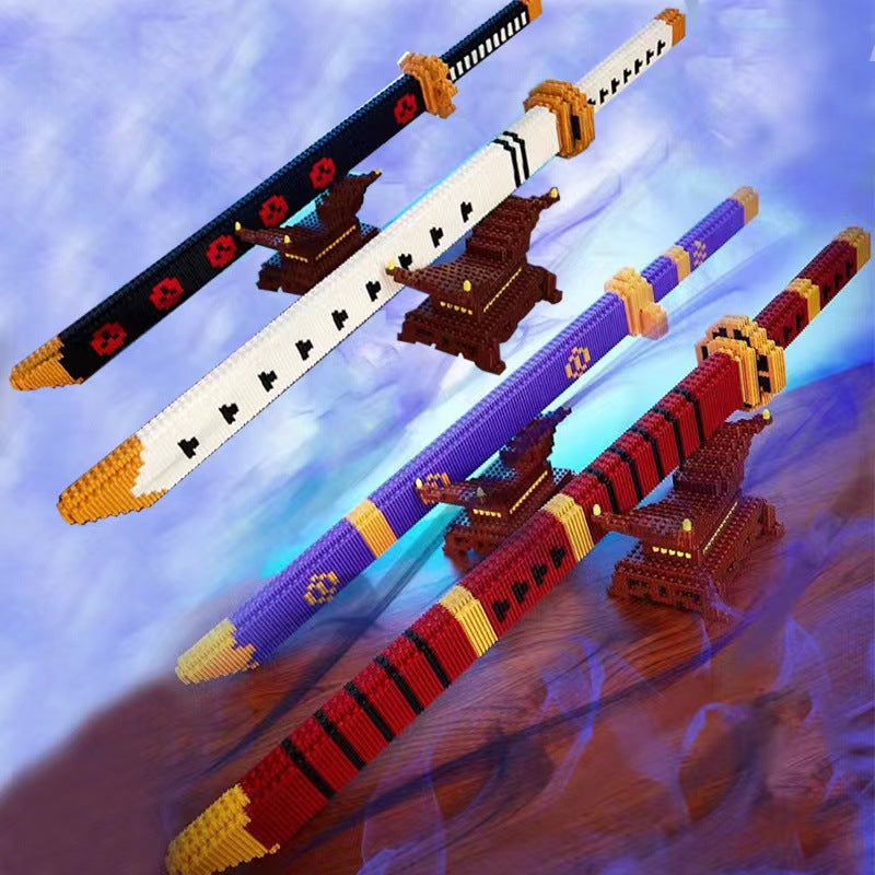 Compatible with Lego Bricks Sword Micro-Particle Weapon Knife Model with Sword Sheath Assembled Children's Educational Toys Wholesale Dropshipping
