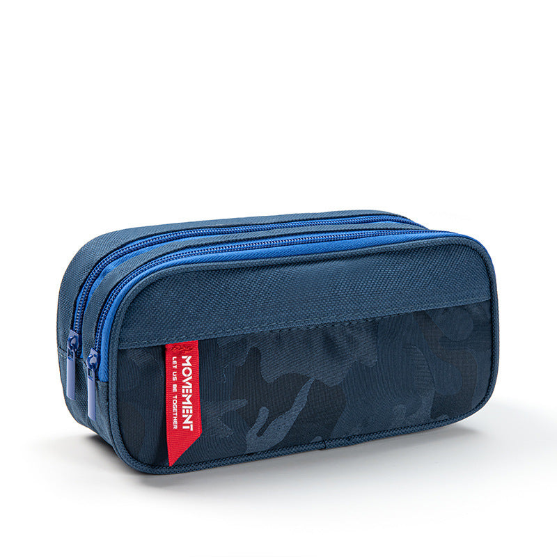 Camouflage Double Layer Pencil Case Boy Junior Senior high school Student Stationery Bag Simple Stationery Pencil Storage Pencil Case Cross-border in stock