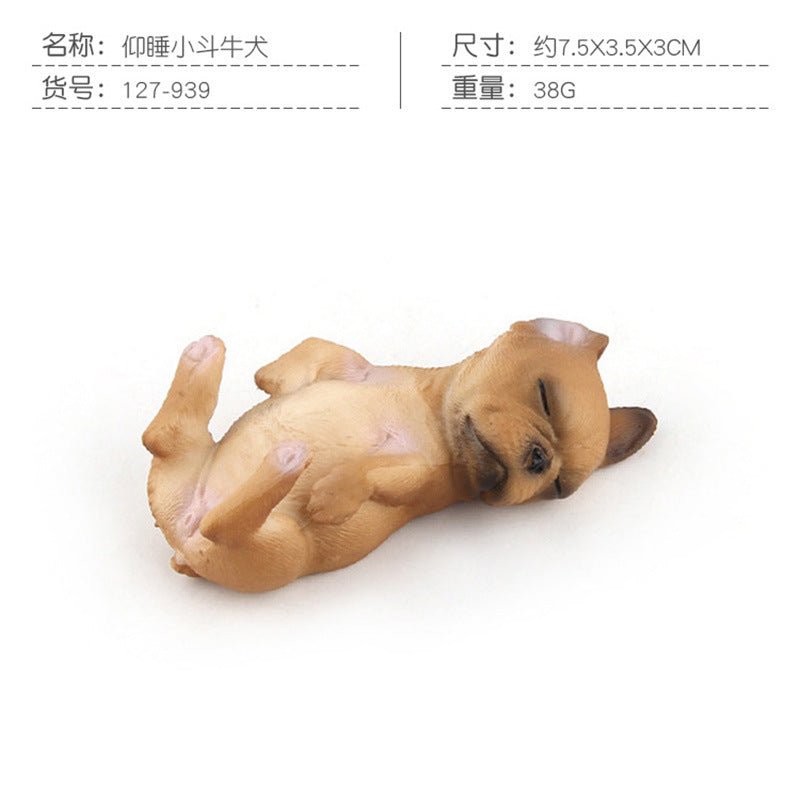 Cross-border Children's Cognitive Simulation Pet Dog Model Sleeping Posture French Bulldog Chai Dog Decorative Ornament Toy