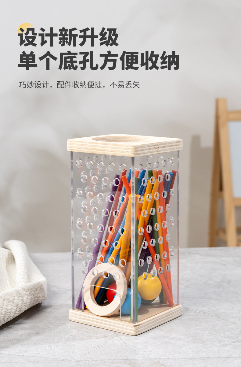 Early Education Children's Three-in-One Stick Game Baby Stick Color Classification Pitching Montessori Wooden Toys