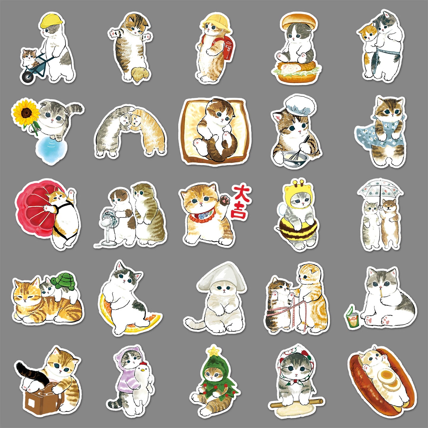 100 hand-painted kitten stickers cartoon cute Q version animal graffiti notebook stationery stickers goo card decoration