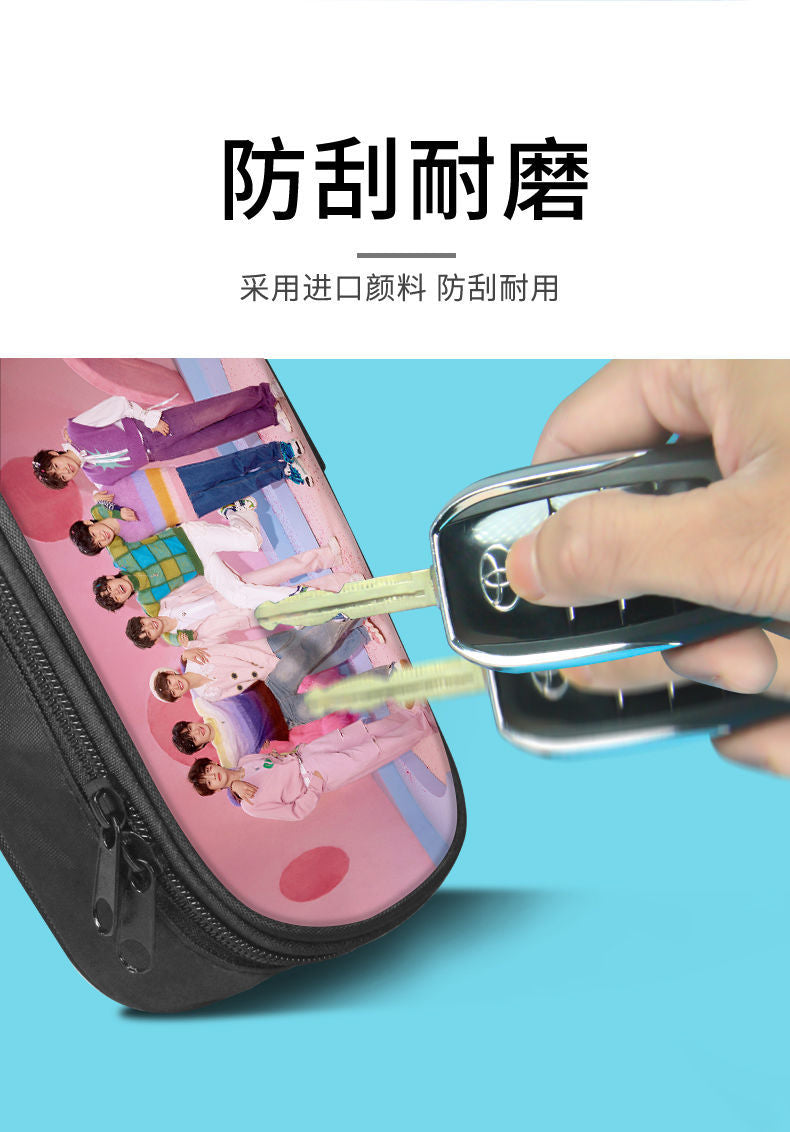 Times Youth Multi-Layer Stationery Box Canvas Pencil Bag Large Capacity Student Storage Box Pencil Bag Zipper New Style