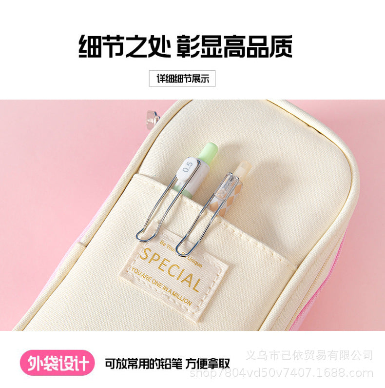 Large-Capacity Retractable Pencil Case Stationery Box in Japanese and Korean Style, Macaron Color, Upgraded Version for Primary and Secondary School Students, in Stock