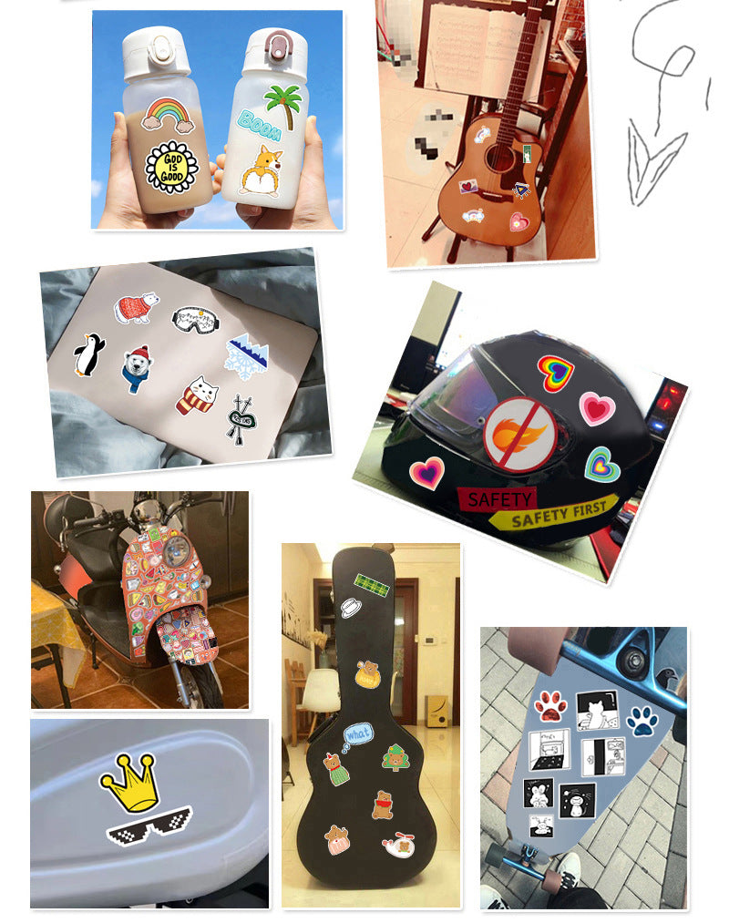 100 hand-painted kitten stickers cartoon cute Q version animal graffiti notebook stationery stickers goo card decoration
