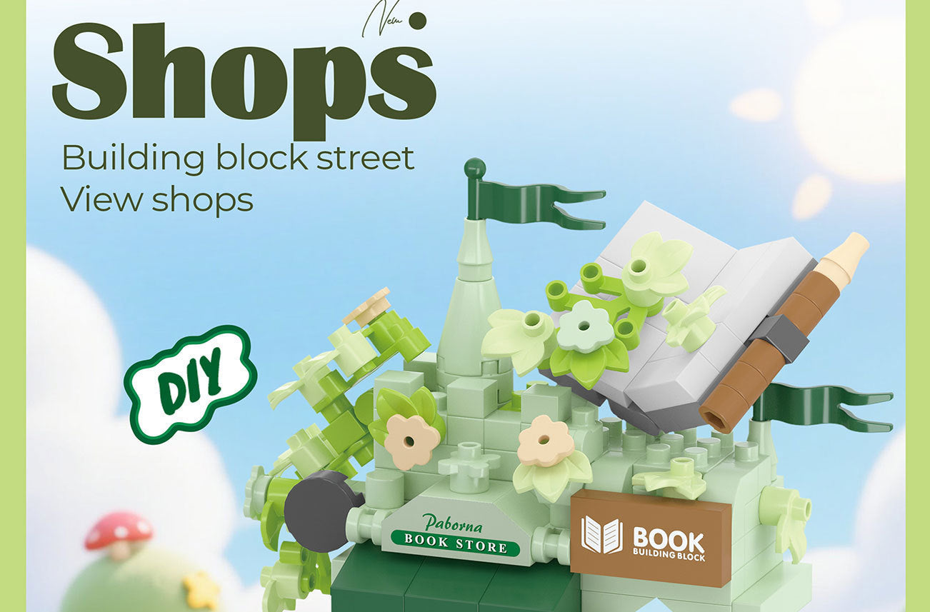 Compatible with Lego City Architecture Street View Hamburg Coffee Flower Shop Small Shop Building Blocks Children's Educational Toys Gifts