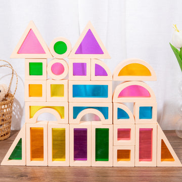 Children's 2025 New Toys Kindergarten Acrylic Building Blocks Wooden Rainbow Kaleidoscope Montessori Building Blocks Small Gifts