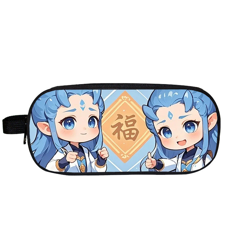 Cross-Border Nezha Stationery Box, Children's Portable Large-Capacity Storage Pencil Case, Student Wear-Resistant Double-Layer Portable Pencil Case Wholesale