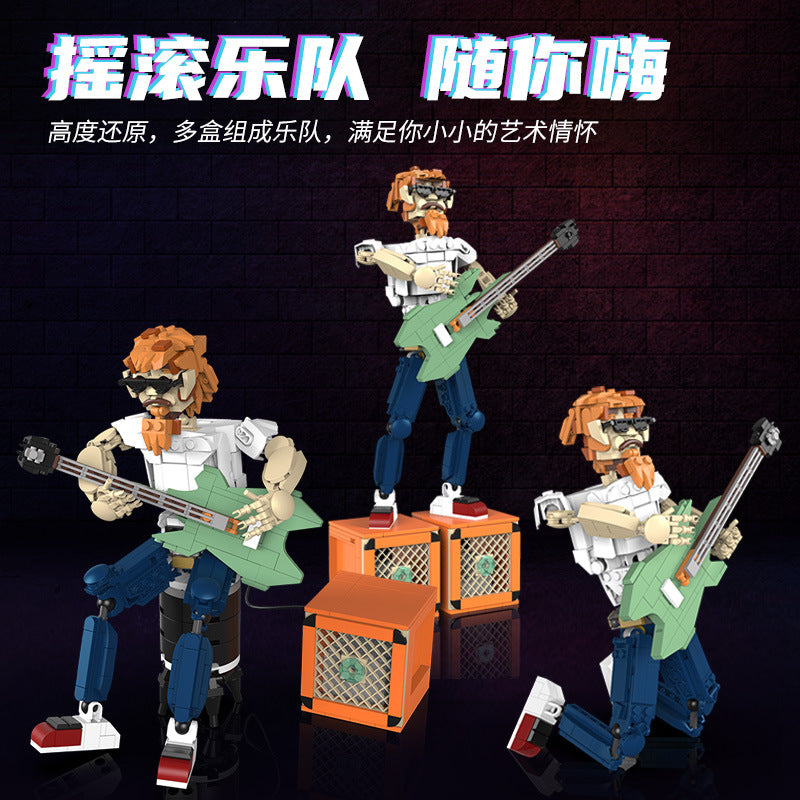 Wandering Rock Guitar Bluetooth Speaker Creative Building Small Particle Building Blocks Children's Educational Toy Model Ornaments