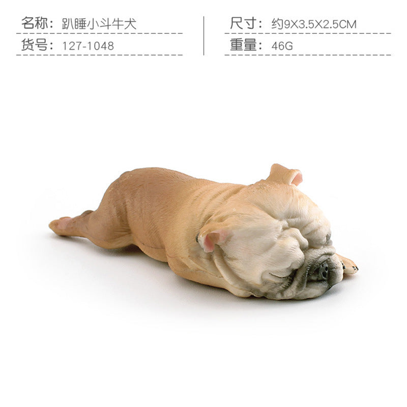 Cross-border Children's Cognitive Simulation Pet Dog Model Sleeping Posture French Bulldog Chai Dog Decorative Ornament Toy