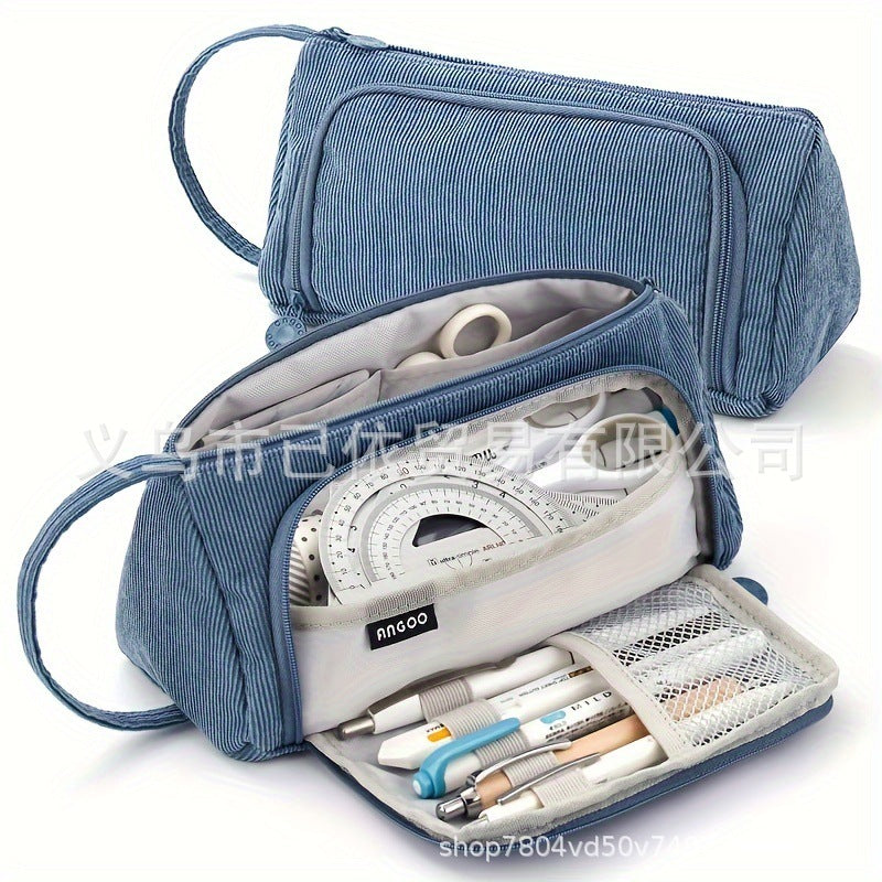 Triangular Pencil Case with Large Capacity and Multi-Functional Features, Korean-Style Ins-Style Stationery Box for Middle and High School Students, Direct from the Manufacturer