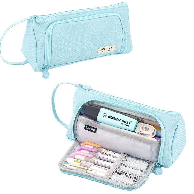 Triangular Large-Capacity Pencil Case and Stationery Box, Thickened Partitioned Storage Student Stationery Bag for Primary, Middle, and High School Students Wholesale