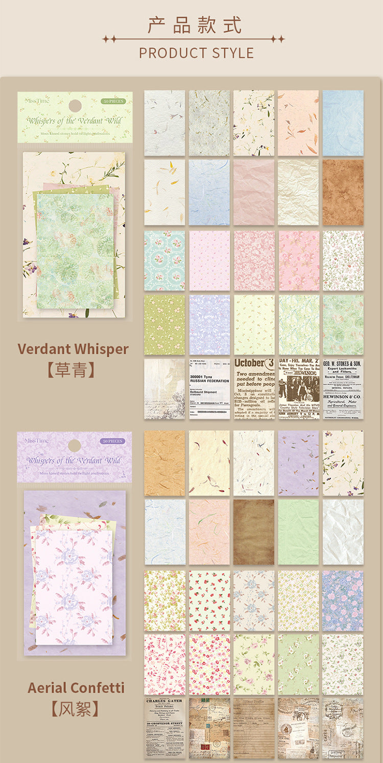 Picking up Korean Material Paper Qingye Whispering Series ins Small Fresh Broken Flowers diy Hand Account Collage Background Material