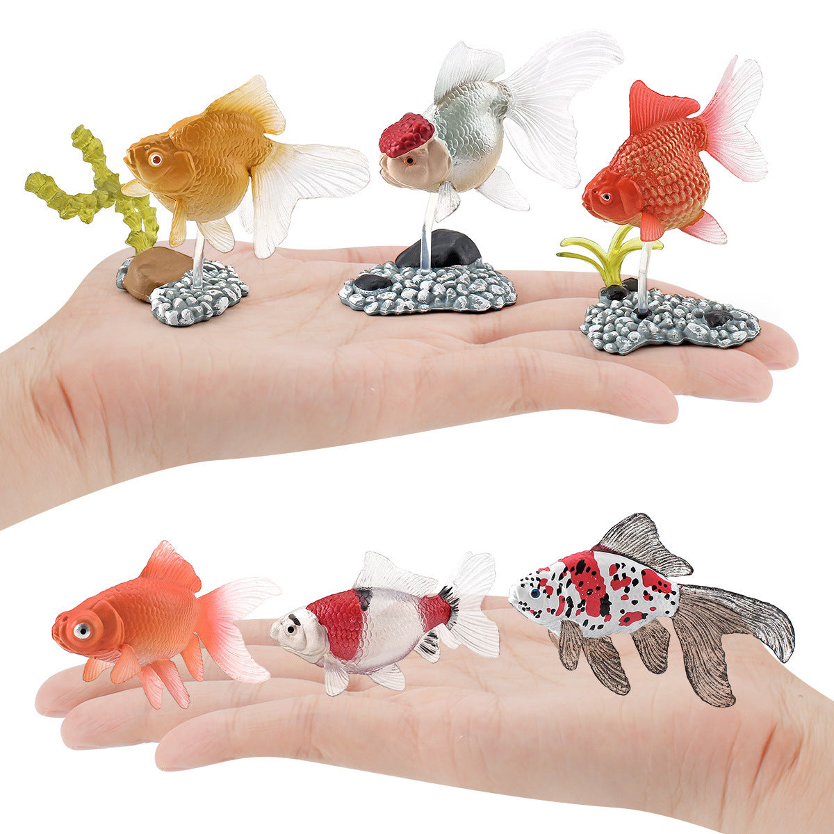Cross-border export simulation ornamental fish with base model mini goldfish Koi set Marine static ornaments toy
