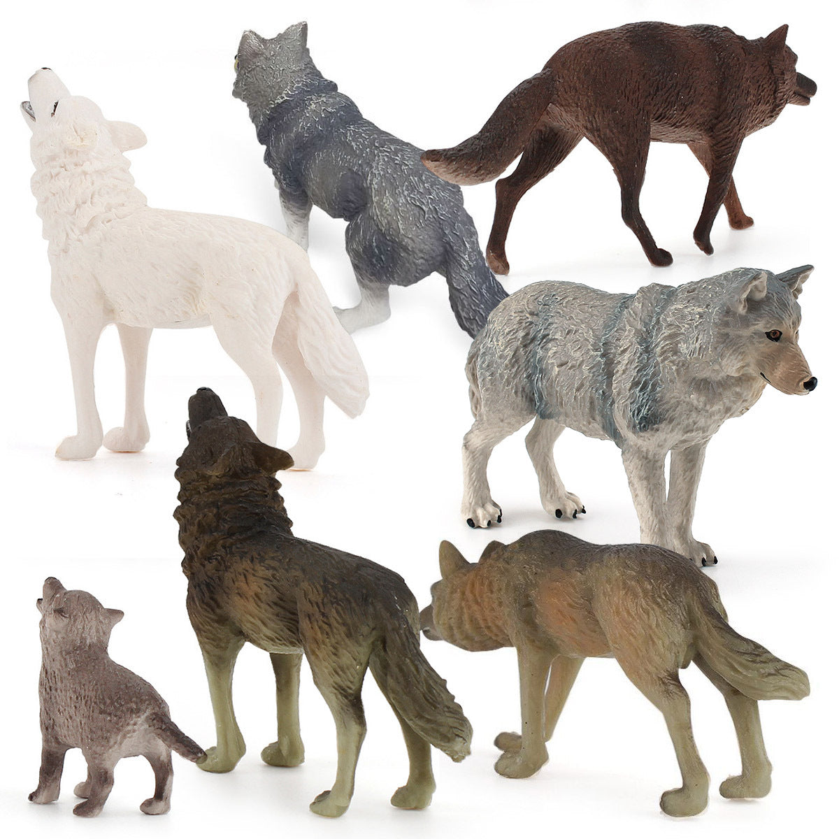 Children's Science and Education Toy Wild Animal Wolf Model Roaring Standing Wolf Little Wolf Cub Wild Wolf Group Static Desktop Craft