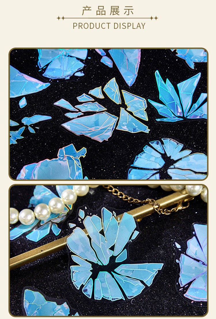 Pet Sticker Pack Crystal Story Series Crystal Ore Silver Hot Stamping Die-Cut Journal Decoration Stickers Cross-Border