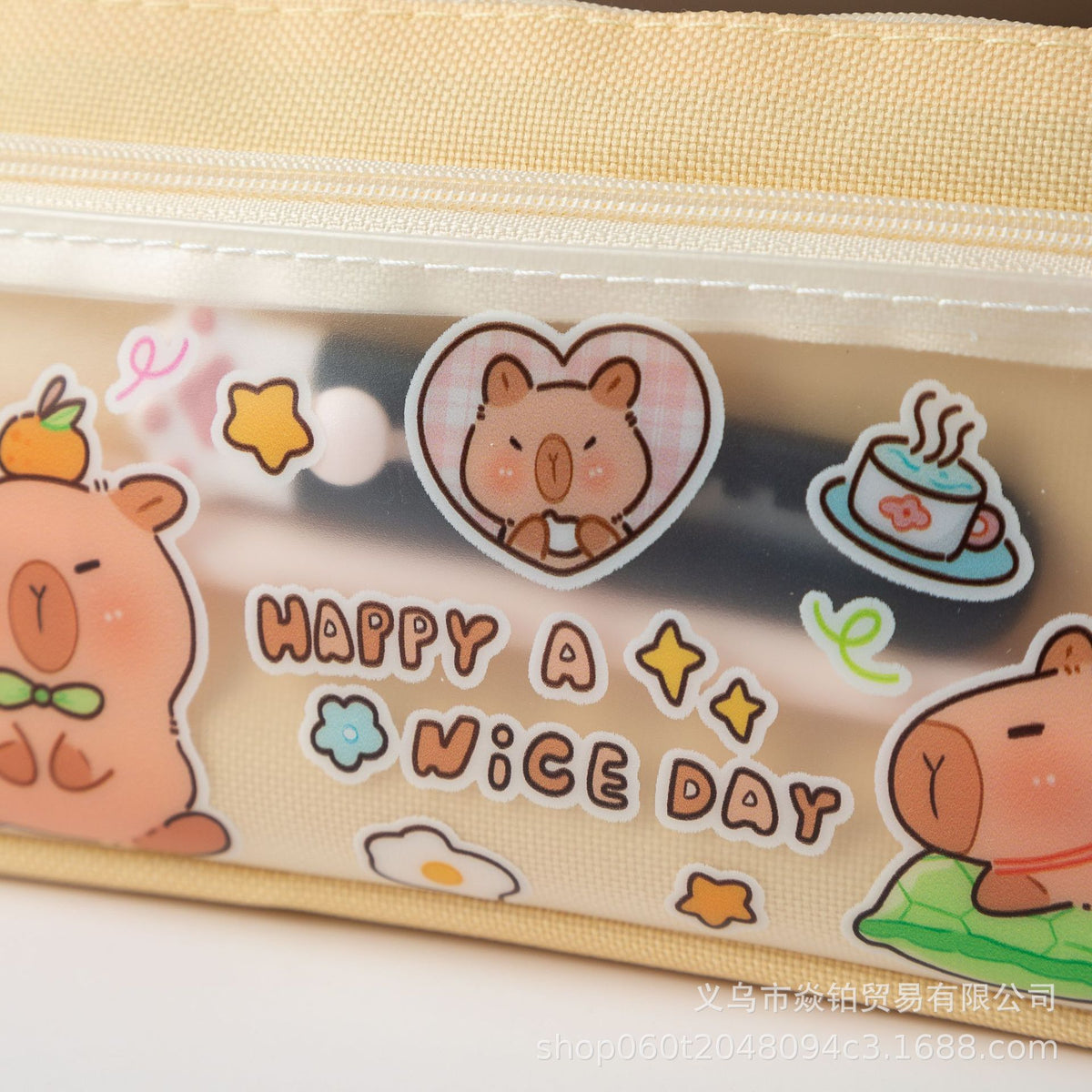 Double-Layer Capibara Pencil Case 2025 New Model Large Capacity Transparent Stationery Box for Girls and Boys Primary School Students Pencil Bag