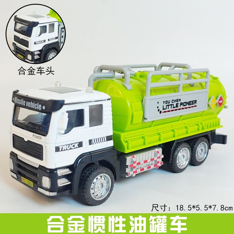 Children's Alloy Artificial Dump Truck Engineering Vehicle Inertia Mixer Truck Oil Tanker Bulldozer Crane Excavator Model